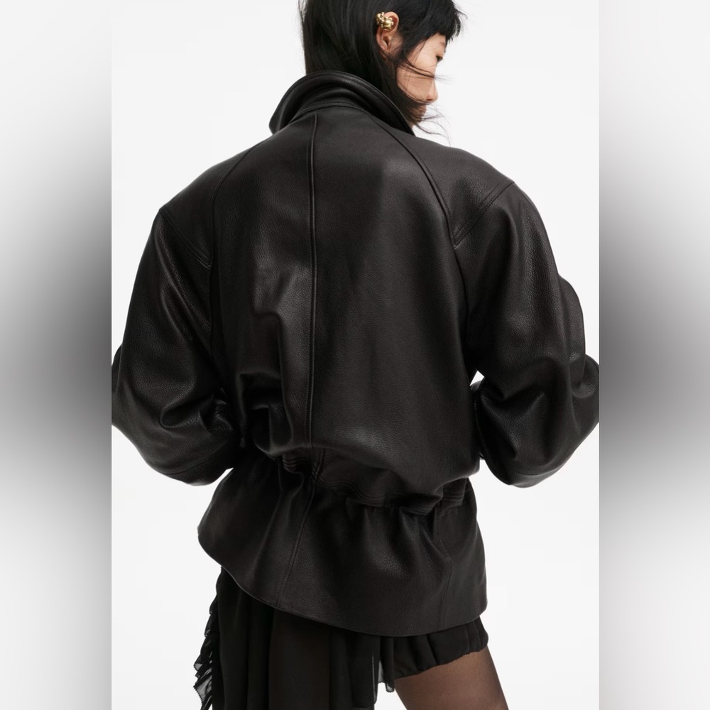 H&M STUDIO COLLECTION
NWT PEPLUM BLACK LEATHER JACKET SIZE SMALL - Picture 13 of 16